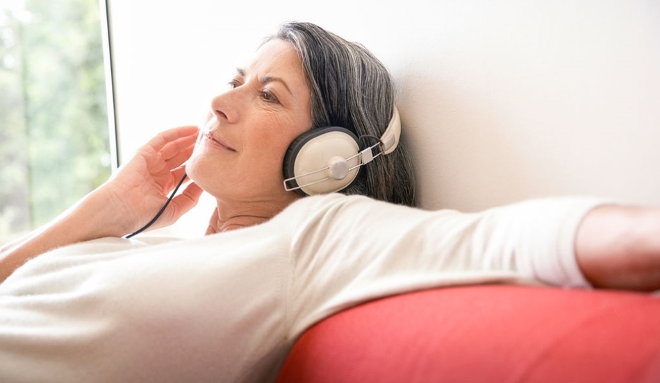 woman enjoying music